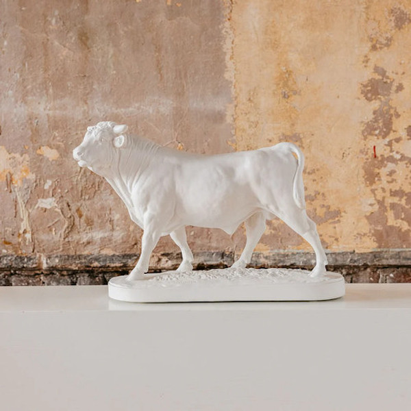 Animalier French Bull Sculpture Plaster Statue Replica by Rosa Bonheur